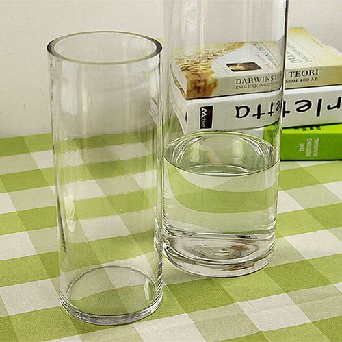 直筒圆柱形玻璃花瓶透明直径8-12-15-20-25-30厘米玻璃瓶鱼缸花瓶