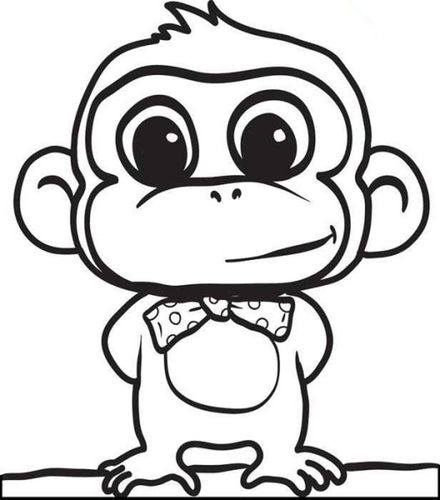 baby monkey colouring pages template