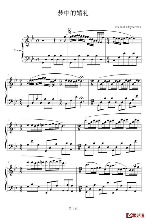 梦中的婚礼钢琴谱-克莱德曼--曲谱网