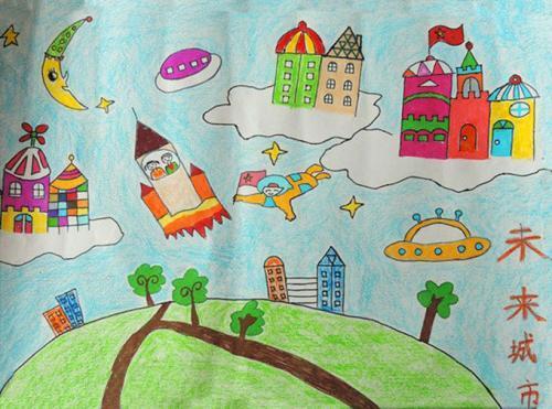 的色彩丰田建新幼儿园本学期教师简笔画作品展未来世界儿童绘画作品