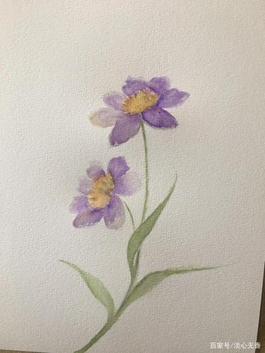 用水彩画紫色小野花,步骤简单又比较有立体感,快来试试吧