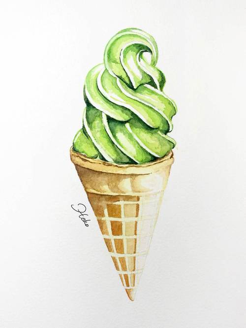 冰淇淋水彩画 冰淇淋水彩画图片简单 - 水彩迷