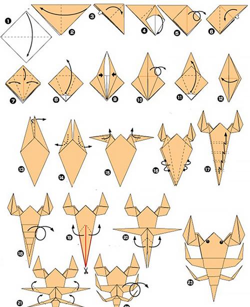 昆虫折纸教程图解蝎子的折法