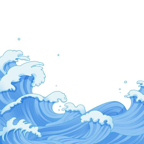 卡通蓝色海浪浪花翻涌gif海洋元素[gif]