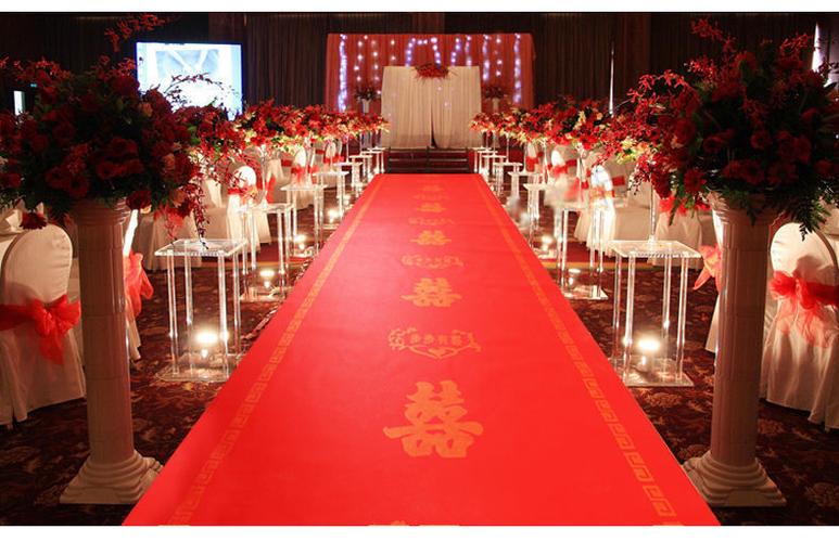 素衣卿月红地毯婚庆婚礼楼梯印花带喜字一次性结婚用红地毯加厚百年好