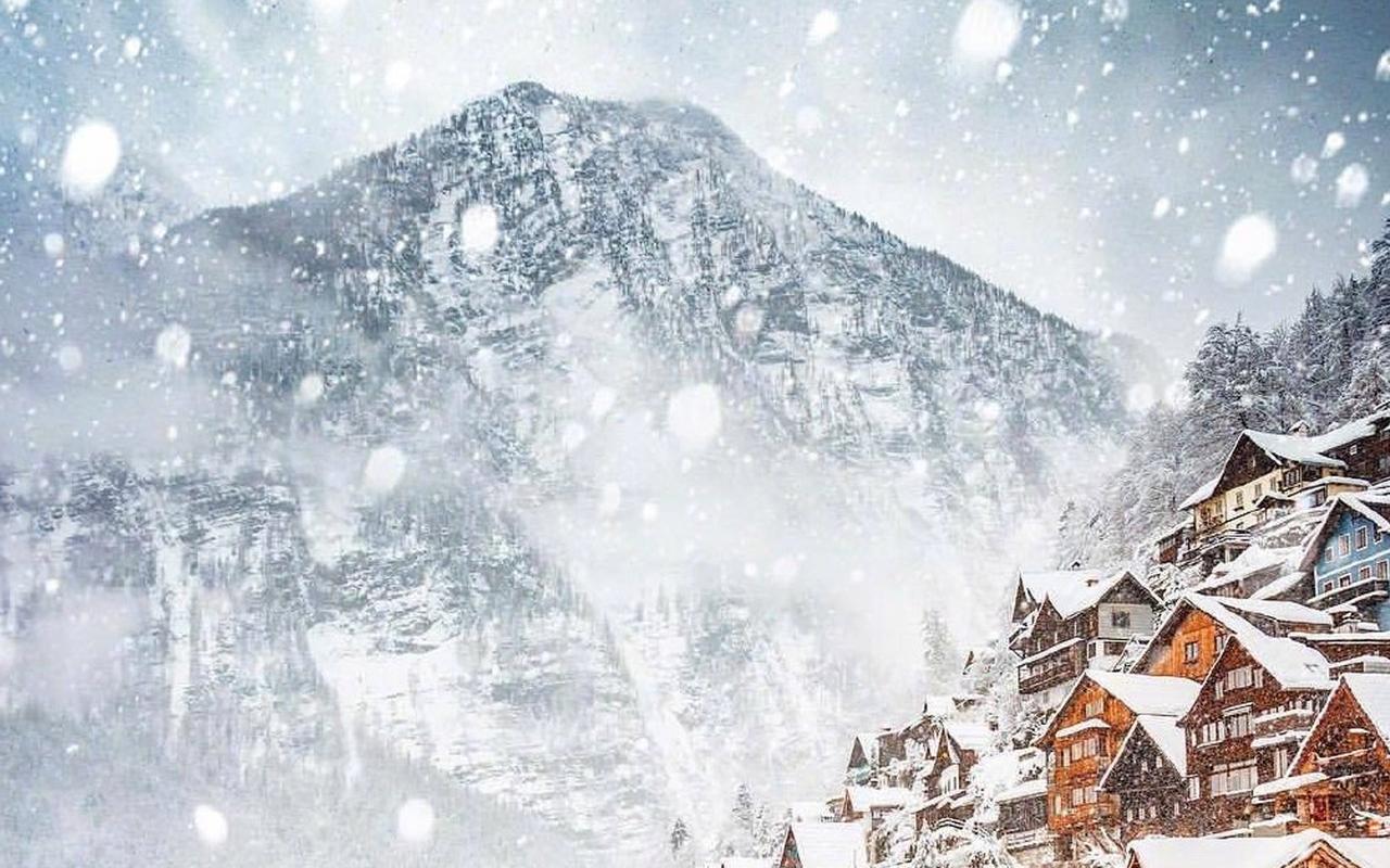 奥地利小镇唯美雪景桌面壁纸高清大图预览1920x1200_风景壁纸下载_美