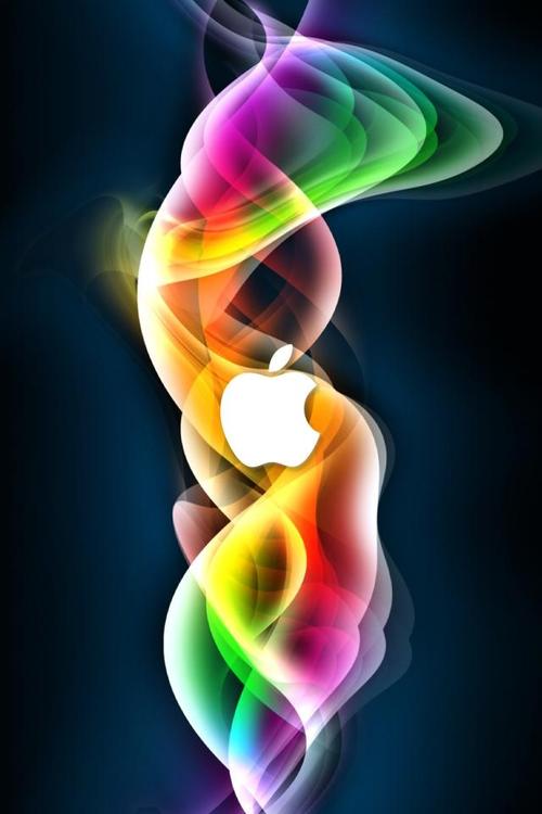 苹果标志彩虹烟雾背景,标志-手机壁纸