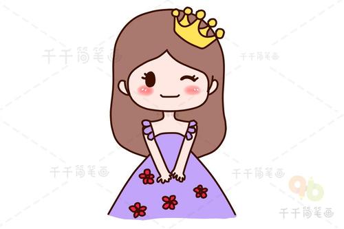 穿着公主裙的小女孩简笔画