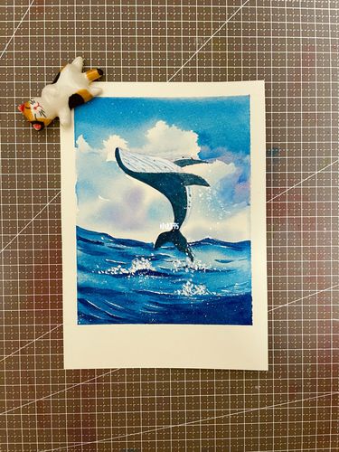 水彩画鲸起