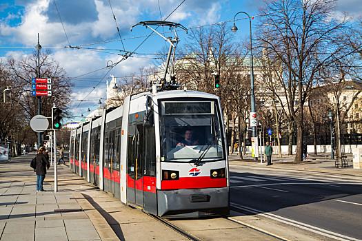 现代,红色电车,维也纳,环城大道,街道,中心,奥地利