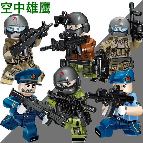 兼容乐高军人中国空军士兵小人仔重装特种兵狙击手迷彩空降兵玩具