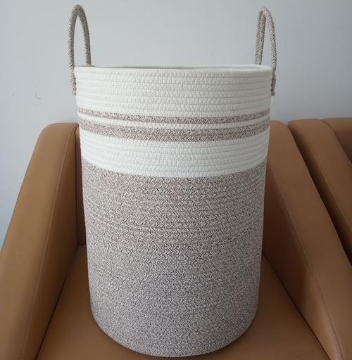 棉绳脏衣篮编织筐收纳筐可折叠家用棉线绳脏衣篓洗衣桶篮跨境外贸