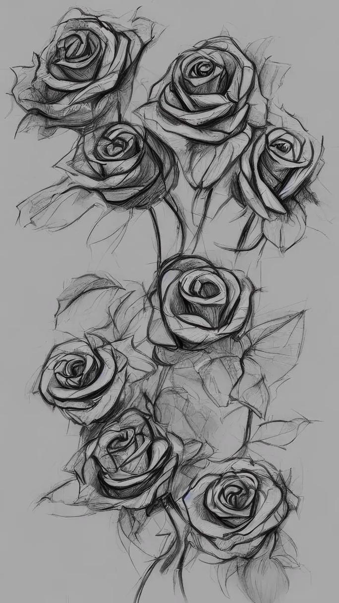 玫瑰花(素描)看了太多五彩缤纷的玫瑰花,给你换换视觉及口味吧 - 抖音