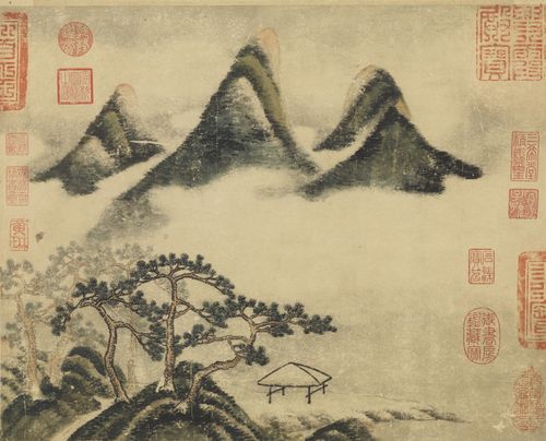 图8 (传)米芾《春山瑞松图》轴 纸本设色 35×44厘米 台北故宫博物院