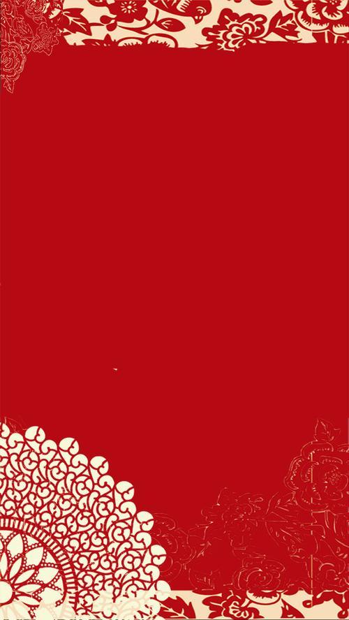 红色背景 图案 线条 h5素材 psd背景 剪纸 中国风 中国红