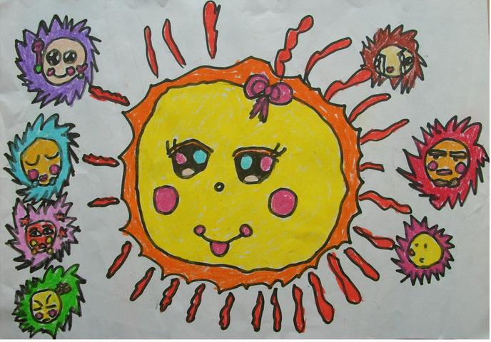 我心中的太阳 儿童画太阳,蜡笔画太阳