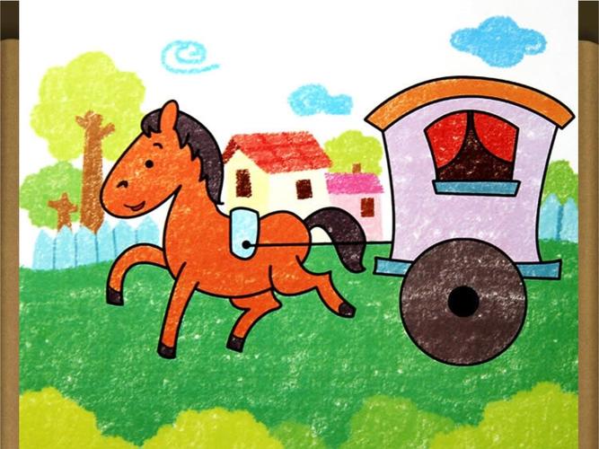 儿童画演示古老的交通工具