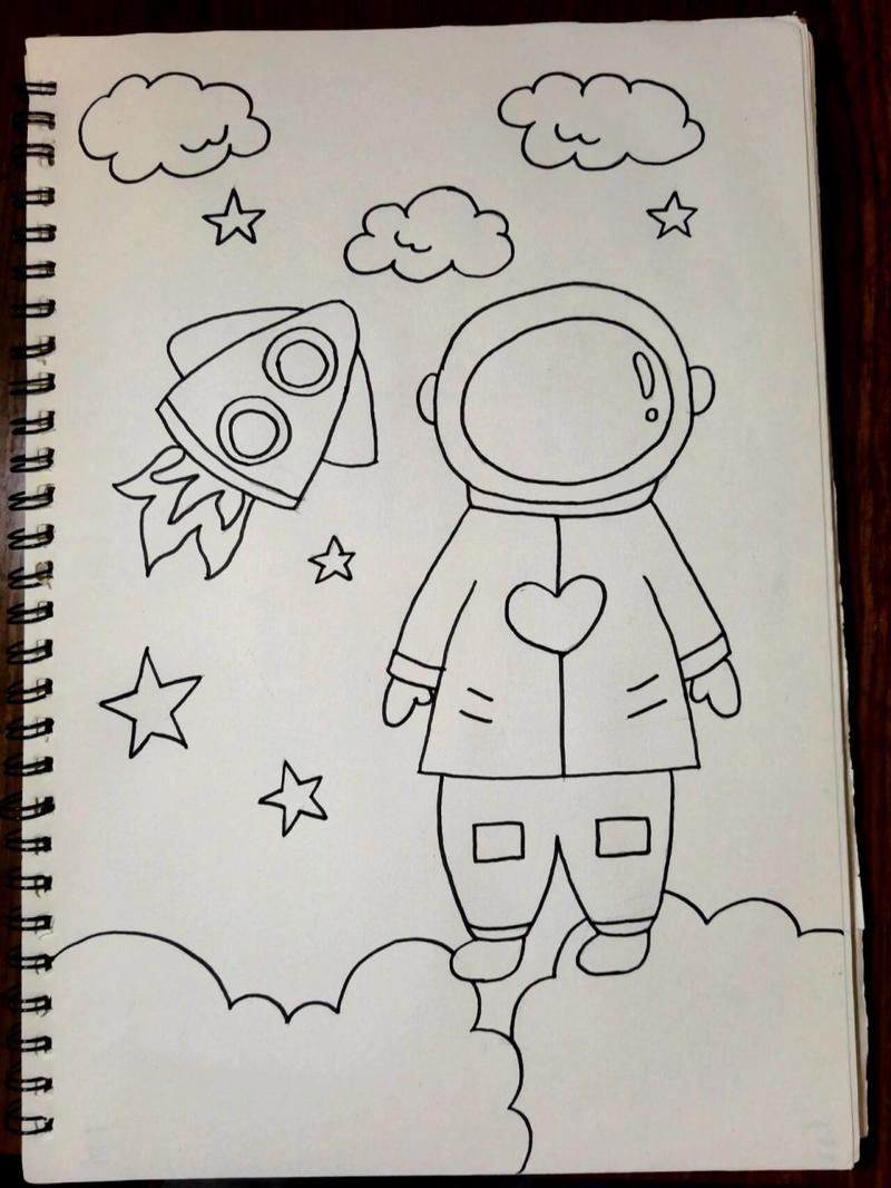 太空航天马克笔90儿童画 简单好画
