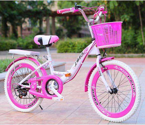 永久儿童自行车女孩款6-14岁小学生中大童18/20寸可折叠粉色变速款 白