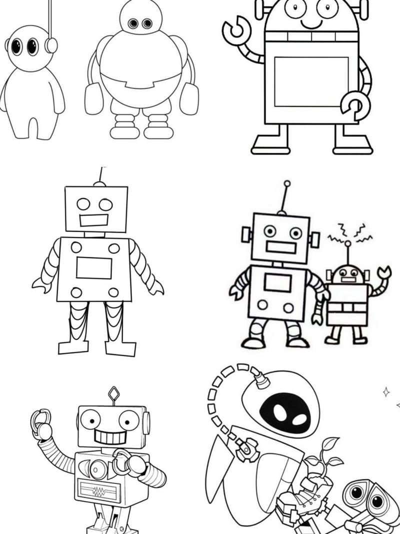 机器人系列简笔画来啦 美术/创意美术/简笔画/儿童画/几何图案机器人