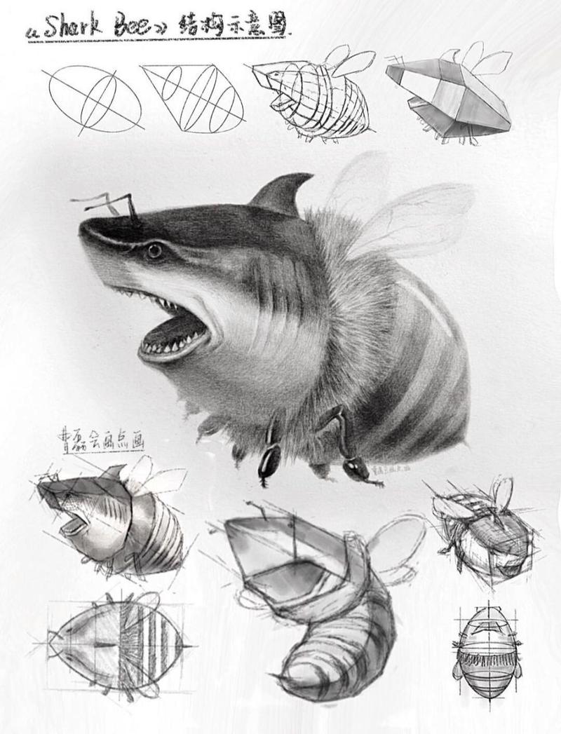 《鲨 bee》素描结构 知人知面不知心,画人画皮难画骨