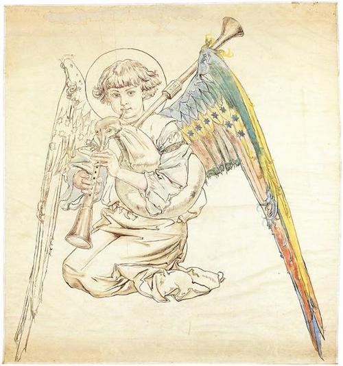 angel with flutes - jan matejko作品,无水印高清图 - 麦田艺术