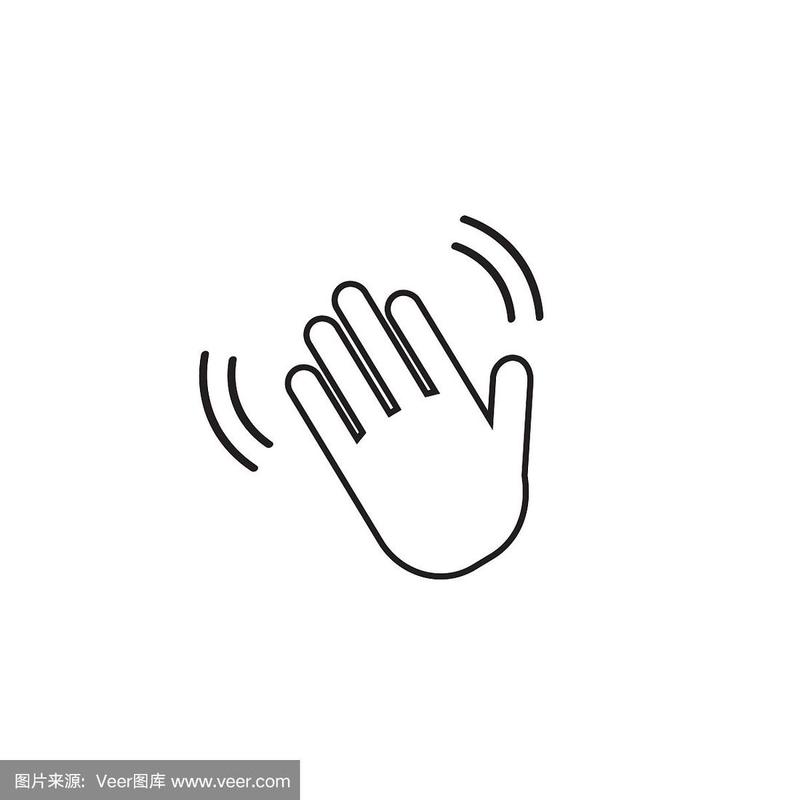 手挥手挥手hi或你好手势线艺术矢量图标的应用程序和网站