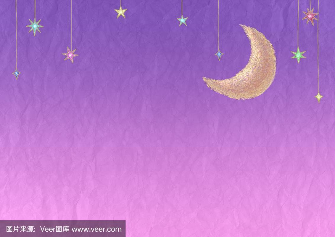 紫色夜空和月亮背景插图