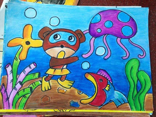 三年级本周完成:儿童画海底世界