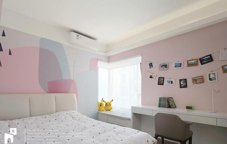 简单几何体色块图案床头墙面漆彩绘效果图卧室几何线条造型拼接墙面漆