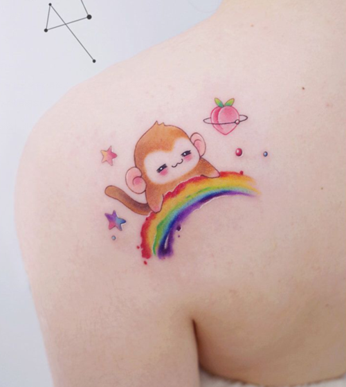 可爱版小猴子纹身图案大全q版猴子纹身设计8