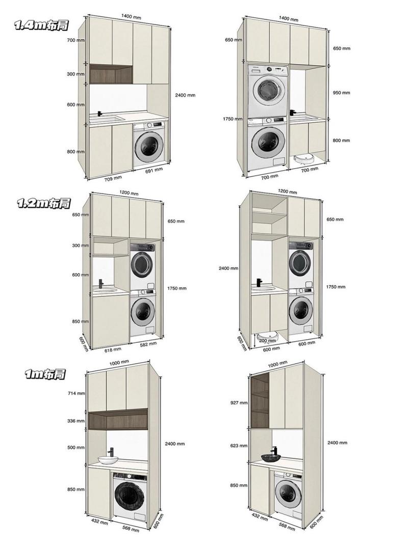 阳台洗衣机柜不同宽度各2个方案73尺寸攻略6015 92房子装修