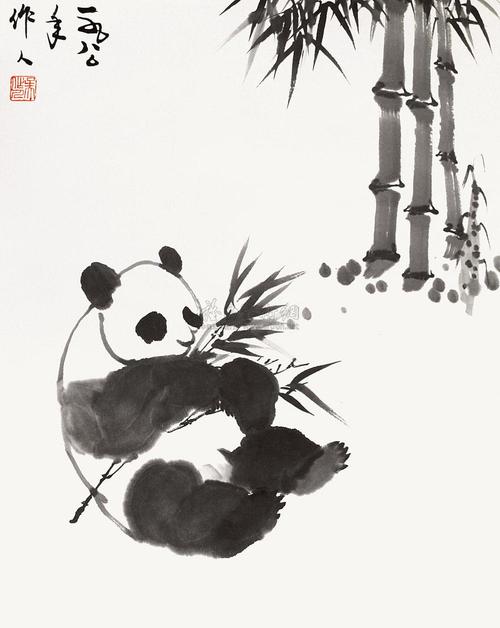 1325 竹林熊猫 立轴