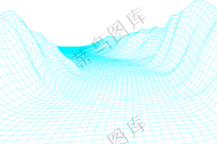 蓝色网格科技感抽象地面线条矢量,免抠元素(3763*2503px 300 dpi )ai