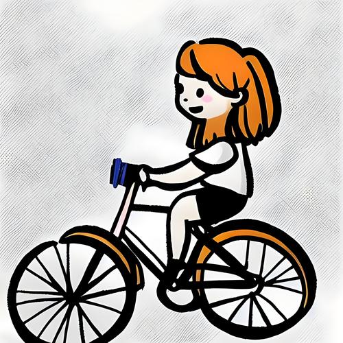 骑自行车简笔画 女孩