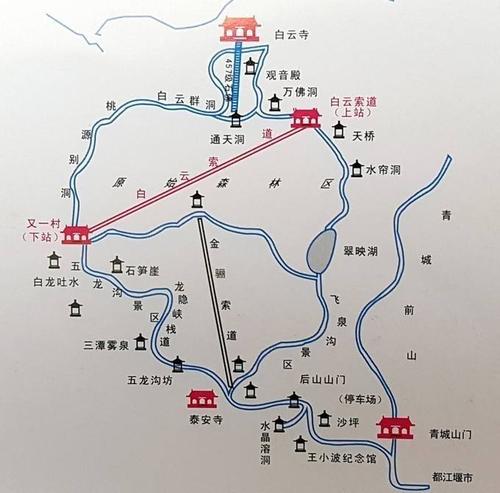 青城后山景区游览路线图