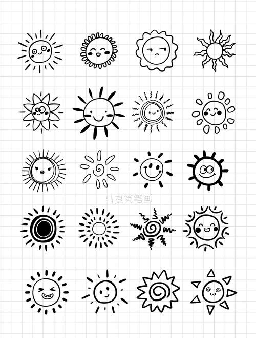简笔画|各种太阳的画法简单儿童画素材_简笔画_儿童画