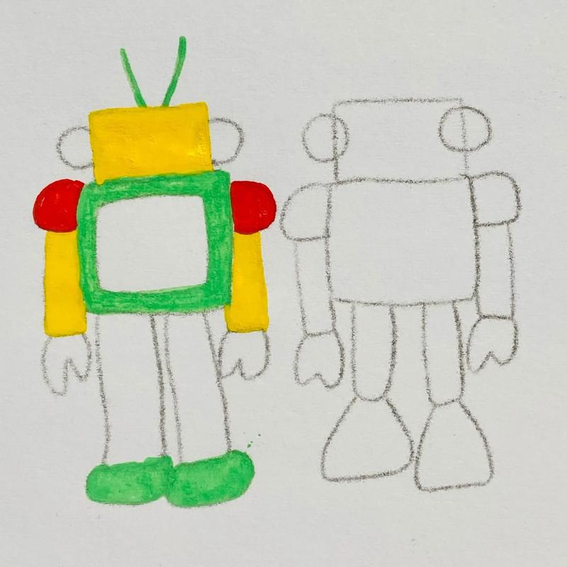 又是两小只~画了两只超小机器人开始涂色了才想起来拍照98 - 抖音