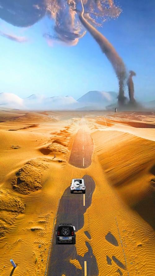 沙漠中的沙尘暴龙卷风,让人触目惊心,黄沙漫天,恍如末日,人类在大自然