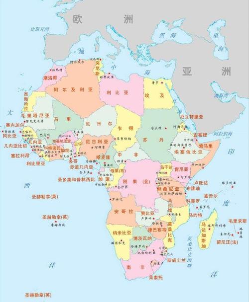 整个非洲分成东非,西非,南非,北非,中非等板块,有54个国家,是全世界