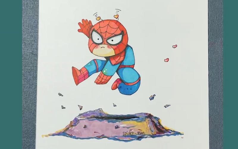 马克笔绘画教程-超级英雄之蜘蛛侠