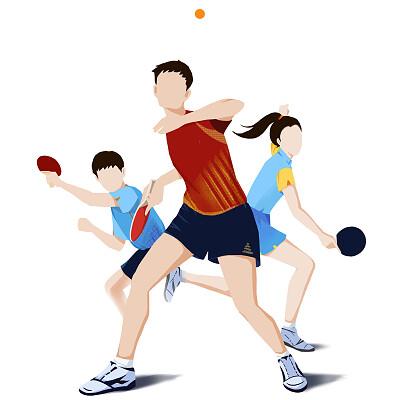 乒乓运动组合乒乓球招生人物运动比赛png素材