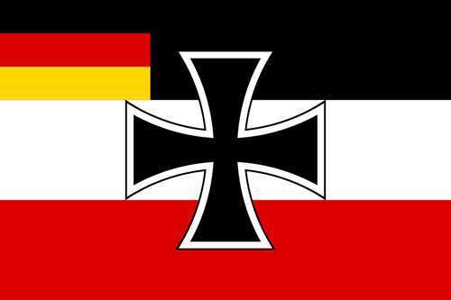 魏玛共和国战旗 改用铁十字旗并置国旗于左上角1919–1921 魏玛德国