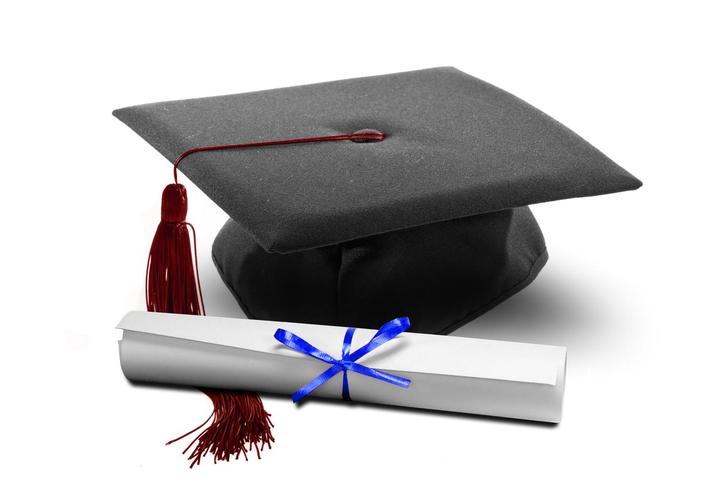 白底毕业季毕业学士帽和证书文凭