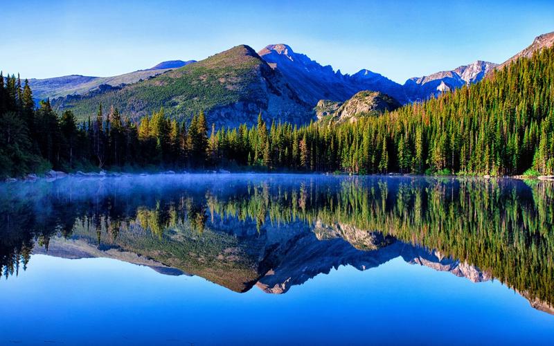 天空 湖山 森林 4k风景图片,4k高清风景图片,娟娟壁纸