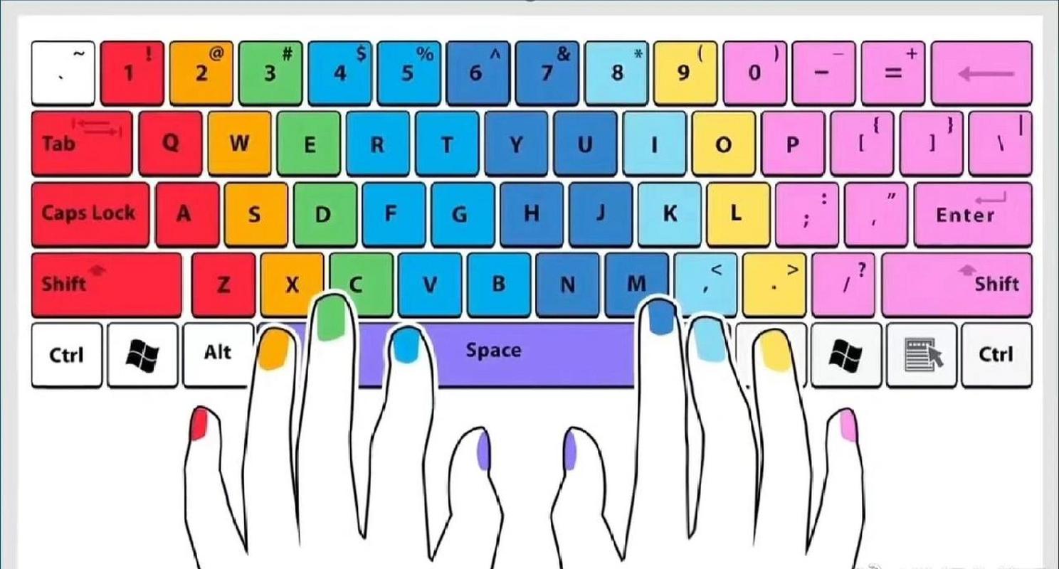 一图教你学打字:手指颜色与键盘颜色相对应 一图教你学打字:手指颜色