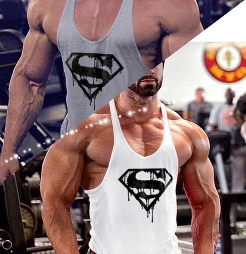 肌肉超人兄弟健美背心男运动宽松弹力健身背心马甲吸汗棉工字背心