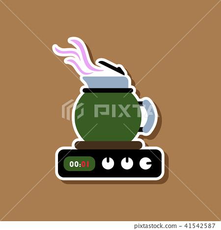 图库插图: paper sticker on background coffee kettle stove