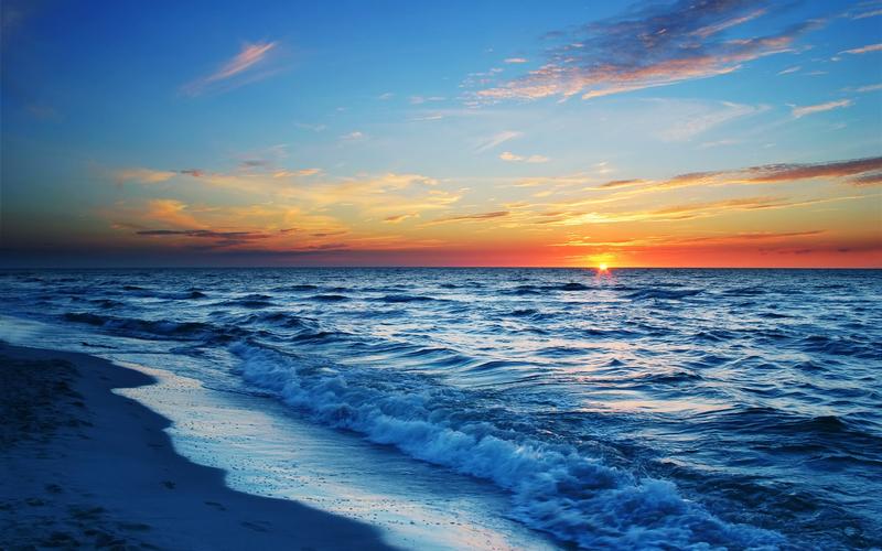 黄昏的大海唯美风景图片电脑桌面壁纸下载