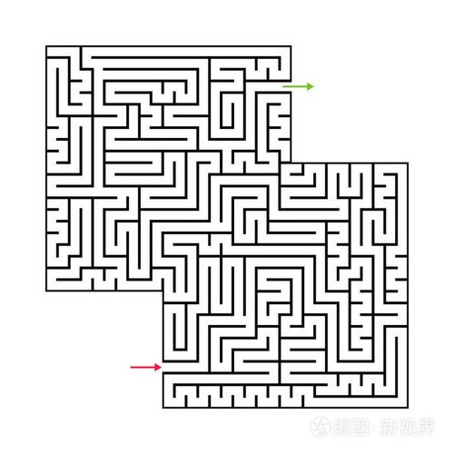 抽象的迷宫迷宫与入口和出口矢量迷宫eps10